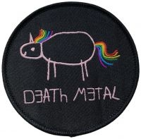 Death Metal - Patch Death Metal Unicorn Black Rou in der Gruppe MERCHANDISE / Stoffaufnäher / Heavy Metal bei Bengans Skivbutik AB (5558766)
