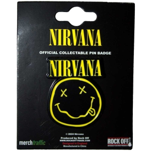 Nirvana - Logo & Happy Face Cut-Out Pin Badge in der Gruppe MERCHANDISE / Merch / Pop-Rock bei Bengans Skivbutik AB (5562889)