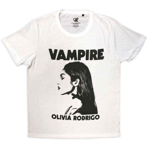 Olivia Rodrigo - Vampire Uni Wht T-Shirt in der Gruppe MERCHANDISE / T-shirt / Pop-Rock bei Bengans Skivbutik AB (5566717r)