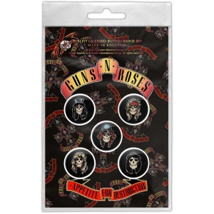 Guns N Roses - Appetite For Destruction Button Badge 5-Pack in der Gruppe MERCHANDISE / Merch / Hårdrock bei Bengans Skivbutik AB (5581972)