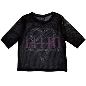 Him - Heartagram & Logo Lady Bl Mesh Crop Top in der Gruppe MERCHANDISE / T-shirt / Hårdrock bei Bengans Skivbutik AB (5583028r)