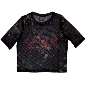Slayer - Scratchy Logo Lady Bl Mesh Crop Top in der Gruppe MERCHANDISE / T-shirt / Hårdrock bei Bengans Skivbutik AB (5583051r)
