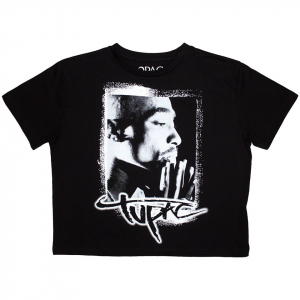 Tupac - Tupac Spray Photo Lady Bl Crop Top in der Gruppe Övrigt /  bei Bengans Skivbutik AB (5583525r)