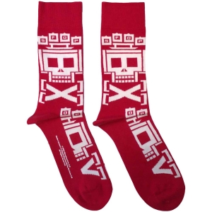 Five Finger Death Punch - Pixeled Skull Repeat Uni Red Socks in der Gruppe MERCHANDISE / Merch / Hårdrock bei Bengans Skivbutik AB (5583671)