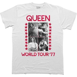 Queen - World Tour 77 Uni Wht T-Shirt in der Gruppe MERCHANDISE / T-shirt / Pop-Rock bei Bengans Skivbutik AB (5583833)