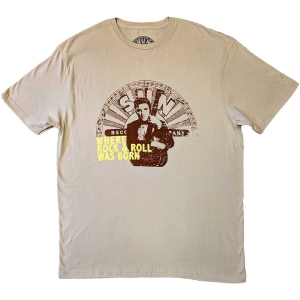 Elvis Presley - Sun Records Elvis Where R&R Was Born Uni Sand T-Shirt in der Gruppe MERCHANDISE / T-shirt / Pop-Rock bei Bengans Skivbutik AB (5583999r)
