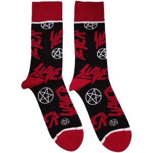 Slayer - Logos And Pentegrams Uni Bl Socks (Size 40-44) in der Gruppe MERCHANDISE / Merch / Hårdrock bei Bengans Skivbutik AB (5586311)