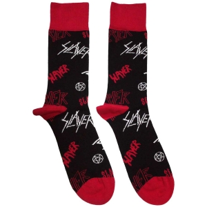 Slayer - Logos Pattern Uni Bl Socks (Size 40-44) in der Gruppe MERCHANDISE / Merch / Hårdrock bei Bengans Skivbutik AB (5586312)