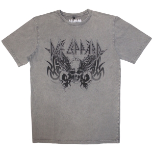 Def Leppard - Tribal Skull Stone Wash Uni Grey T-Shirt in der Gruppe MERCHANDISE / T-shirt / Hårdrock bei Bengans Skivbutik AB (5586753r)