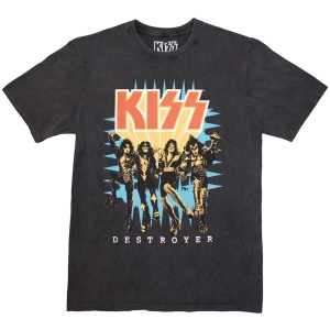 Kiss - Destroyer 3D Logo Stone Wash Uni Char T-Shirt in der Gruppe MERCHANDISE / T-shirt / Hårdrock bei Bengans Skivbutik AB (5586772r)
