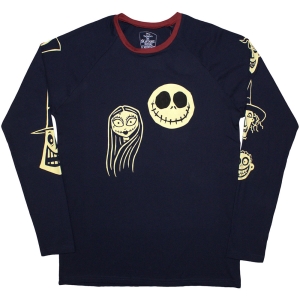 The Nightmare Before Christmas - Faces Aop Uni Navy Longsleeve in der Gruppe MERCHANDISE / T-shirt / Film-Musikal bei Bengans Skivbutik AB (5586790r)