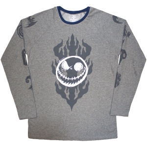 The Nightmare Before Christmas - Flaming Jack Uni Grey Longsleeve in der Gruppe MERCHANDISE / T-shirt / Film-Musikal bei Bengans Skivbutik AB (5586791r)