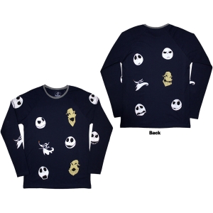 The Nightmare Before Christmas - Character Heads Uni Navy Longsleeve in der Gruppe MERCHANDISE / T-shirt / Film-Musikal bei Bengans Skivbutik AB (5586794r)