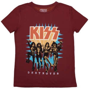 Kiss - Destroyer 3D Logo Lady Red T-Shirt in der Gruppe MERCHANDISE / T-shirt / Hårdrock bei Bengans Skivbutik AB (5587280r)