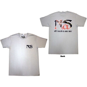 Nas - One Mic Uni Grey T-Shirt in der Gruppe MERCHANDISE / T-shirt / Hip Hop-Rap bei Bengans Skivbutik AB (5587290r)
