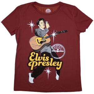 Elvis Presley - Sun Records Elvis Mic Lady Red T-Shirt in der Gruppe MERCHANDISE / T-shirt / Pop-Rock bei Bengans Skivbutik AB (5587305r)