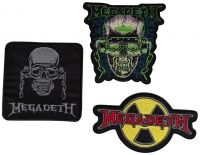 Megadeth - Patch 3 Set (Logo, Vic Rattle Head) in der Gruppe MERCHANDISE / Stoffaufnäher / Heavy Metal bei Bengans Skivbutik AB (5588098)