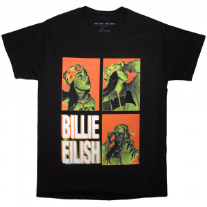 Billie Eilish - 3 Photo Logo Uni Bl T-Shirt in der Gruppe MERCHANDISE / T-shirt / Pop-Rock bei Bengans Skivbutik AB (5593175r)