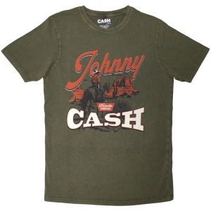Johnny Cash - Desert Cowboy Stone Wash Uni Green T-Shirt in der Gruppe MERCHANDISE / T-shirt / Country bei Bengans Skivbutik AB (5628739r)
