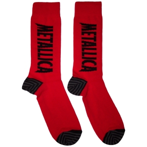 Metallica - Stressed Logo Uni Red Socks in der Gruppe MERCHANDISE / Merch / Nyheter / Hårdrock bei Bengans Skivbutik AB (5630391)
