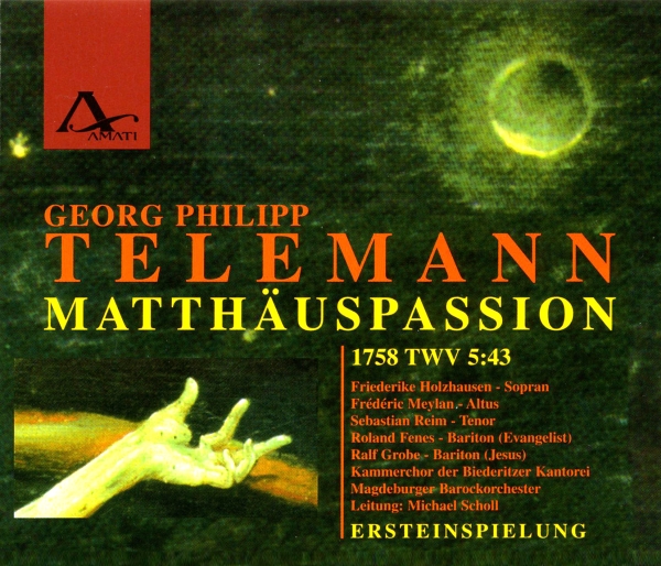 Telemann G P - St Matthew Passion 1758 Twv 5:43 in der Gruppe CD / Bestseller bei Bengans Skivbutik AB (5633094)