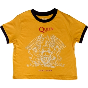 Queen - Face It Alone Crest Ringer Lady Yell Crop Top in der Gruppe MERCHANDISE / T-shirt / Pop-Rock bei Bengans Skivbutik AB (5638787r)