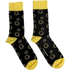 Nirvana - Outline Happy Faces Uni Bl Socks (Eu 36-40) in der Gruppe BW-Socks bei Bengans Skivbutik AB (5641792)