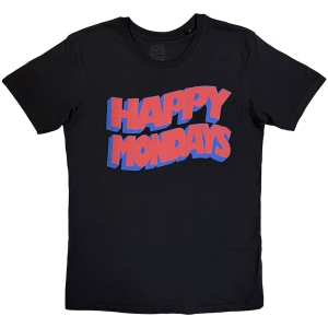 Happy Mondays - Wavy Logo Uni Bl T-Shirt in der Gruppe MERCHANDISE / T-shirt / Pop-Rock bei Bengans Skivbutik AB (5641850r)