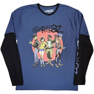 Gorillaz - Group Circle Rise Uni Denim/Bl Layered Longsleeve in der Gruppe MERCHANDISE / T-shirt / Nyheter / Pop-Rock bei Bengans Skivbutik AB (5643866r)