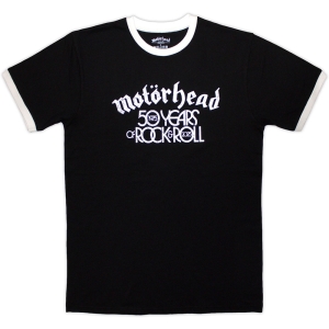 Motorhead - 50 Years Text Lock Up Ringer Uni Bl T-Shirt in der Gruppe MERCHANDISE / T-shirt / Nyheter / Hårdrock bei Bengans Skivbutik AB (5643870r)