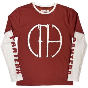 Pantera - Frayed Logo Uni Red/Wht Layered Longsleeve in der Gruppe MERCHANDISE / T-shirt / Nyheter / Hårdrock bei Bengans Skivbutik AB (5643878r)