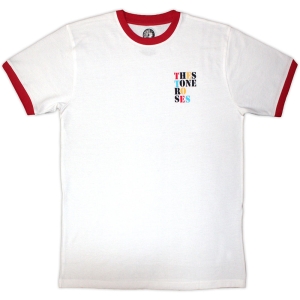 Stone Roses - Side Text Ringer Uni Wht T-Shirt in der Gruppe MERCHANDISE / T-shirt / Nyheter / Pop-Rock bei Bengans Skivbutik AB (5643896r)