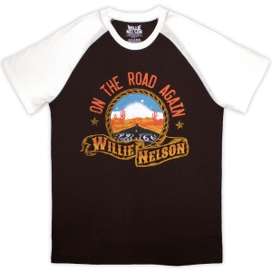 Willie Nelson - Route 66 Uni Brown/Wht Raglan in der Gruppe MERCHANDISE / T-shirt / Nyheter / Country bei Bengans Skivbutik AB (5643897r)