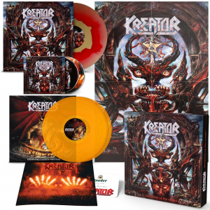 Kreator - Krushers Of The World (Boxset  Gold/Red Ink Spot LP & Transp. Orange 2LP + Digipak 2CD) in der Gruppe VINYL / Kommande / Hårdrock bei Bengans Skivbutik AB (5644211)