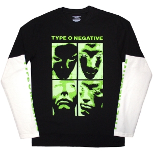 Type O Negative - Faces Uni Bl/Wht Layered Longsleeve  (L) in der Gruppe -Start Tshirt bei Bengans Skivbutik AB (5644766)