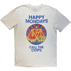 Happy Mondays - Call The Cops Uni Natrl T-Shirt in der Gruppe MERCHANDISE / T-shirt / Pop-Rock bei Bengans Skivbutik AB (5645418r)