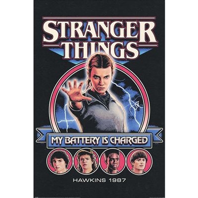 Stranger Things - My Battery Is Charged Maxi Poster 91,5 X 61 Cm in der Gruppe MERCHANDISE / Poster / TV-serie bei Bengans Skivbutik AB (5648476)