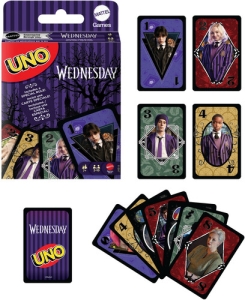 Mattel Games  - Uno: Wednesday in der Gruppe MERCHANDISE / Gesellschaftsspiele / TV-serie bei Bengans Skivbutik AB (5648491)