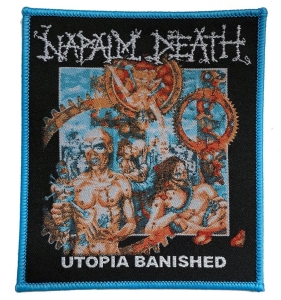 Napalm Death - Patch Utopia Banished Blue Border ( in der Gruppe MERCHANDISE / Accessoarer / Kommande / Hårdrock bei Bengans Skivbutik AB (5648781)