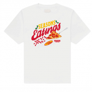 Stranger Things - Season Of Eating Pizza Uni Wht T-Shirt in der Gruppe MERCHANDISE / T-shirt / Kommande / Film-Musikal bei Bengans Skivbutik AB (5649141r)