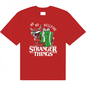 Stranger Things - Ho Ho Hellfire Uni Red T-Shirt in der Gruppe MERCHANDISE / T-shirt / Kommande / Film-Musikal bei Bengans Skivbutik AB (5649148r)
