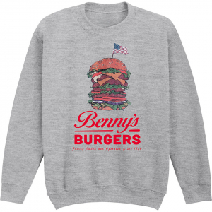 Stranger Things -  Benny’S Burger Uni Grey Sweatshirt in der Gruppe MERCHANDISE / Kapuzenpullover / Kommande /  bei Bengans Skivbutik AB (5649154r)