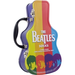 The Beatles - Colour Faces Guitar Tin Uni 3-Pack Socks in der Gruppe MERCHANDISE / Strumpor / Pop-Rock bei Bengans Skivbutik AB (5667687)