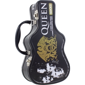 Queen - Logos Guitar Tin Uni 3-Pack Socks in der Gruppe MERCHANDISE / Strumpor / Pop-Rock bei Bengans Skivbutik AB (5667772)