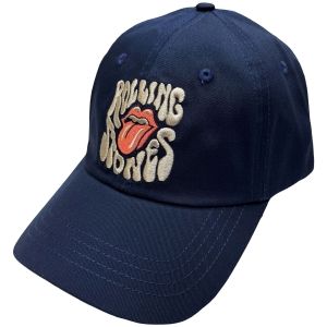The Rolling Stones - Swirl Tongue Logo Navy Baseball Cap in der Gruppe MERCHANDISE / Kappe /  /  bei Bengans Skivbutik AB (5671120)