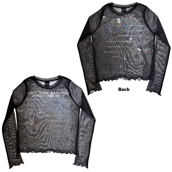 Billie Eilish - Hmhas Tracklist Lady Bl Mesh Crop in der Gruppe MERCHANDISE / T-shirt / Nyheter / Pop-Rock bei Bengans Skivbutik AB (5673990r)