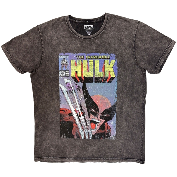 Marvel Comics - Incredible Hulk Wolverine Stone Wash Uni Char T-Shirt in der Gruppe MERCHANDISE / T-shirt / Nyheter / Film-Musikal bei Bengans Skivbutik AB (5674006r)