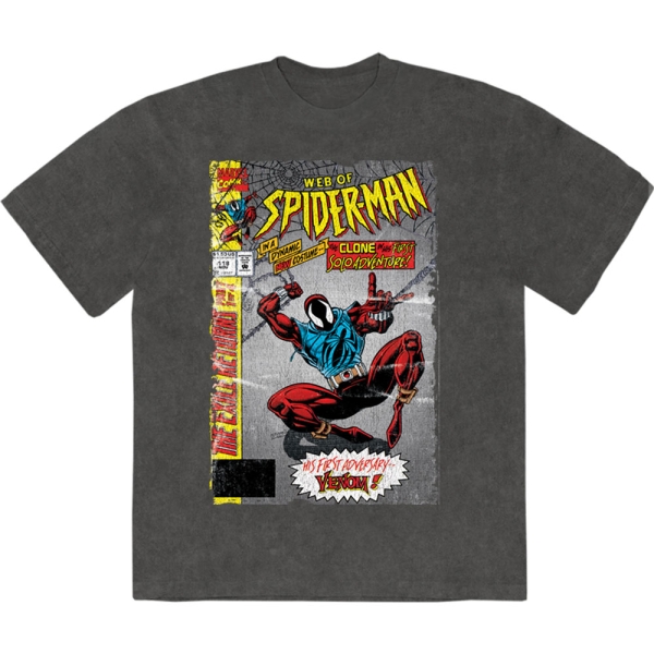 Marvel Comics - Web Of Spider-Man Stone Wash Uni Char T-Shirt in der Gruppe MERCHANDISE / T-shirt / Nyheter / Film-Musikal bei Bengans Skivbutik AB (5674010r)