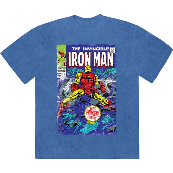 Marvel Comics - The Invincible Iron Man Stone Wash Uni Denim T-Shirt in der Gruppe MERCHANDISE / T-shirt / Nyheter / Film-Musikal bei Bengans Skivbutik AB (5674015r)