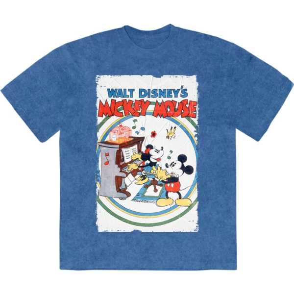 Disney - Mickey & Minnie Piano Stone Wash Uni Denim T-Shirt in der Gruppe MERCHANDISE / T-shirt / Nyheter / Film-Musikal bei Bengans Skivbutik AB (5674018r)